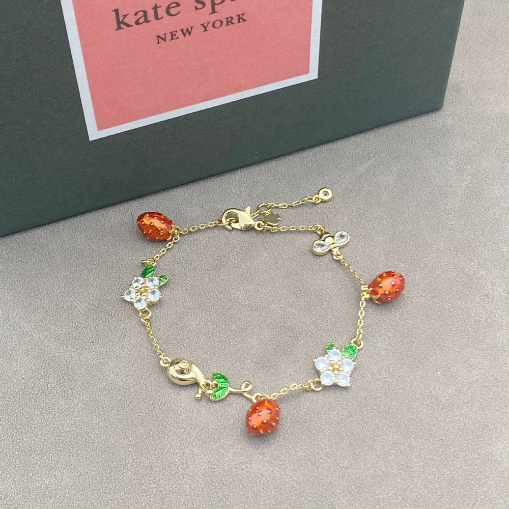 kate spade Enamel Pearl Flower Strawberry Metal Bracelet Necklace